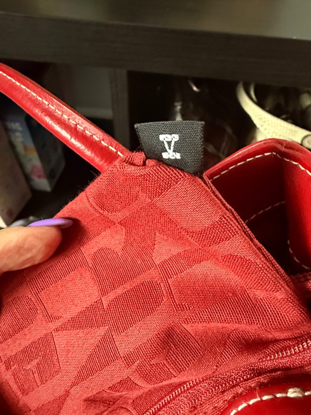 Furla Red Leather Shoulder Tote with Crossbody Strap - Picture 5 of 14